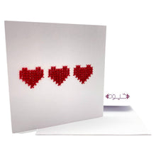 Load image into Gallery viewer, Three Red Hearts Card