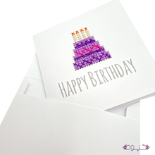 Load image into Gallery viewer, Happy Birthday Purple Cake Card
